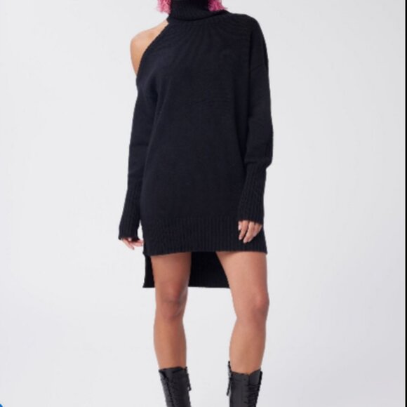 Cold Shoulder Mock Neck Sweater Tunic in Cotton and Cashmere - Picture 3 of 3